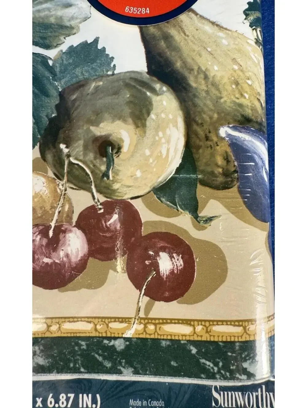 Vintage SUNWORTHY Peel /Stick Wallpaper Border Fruit Design 5 Yards Kitchen 1993